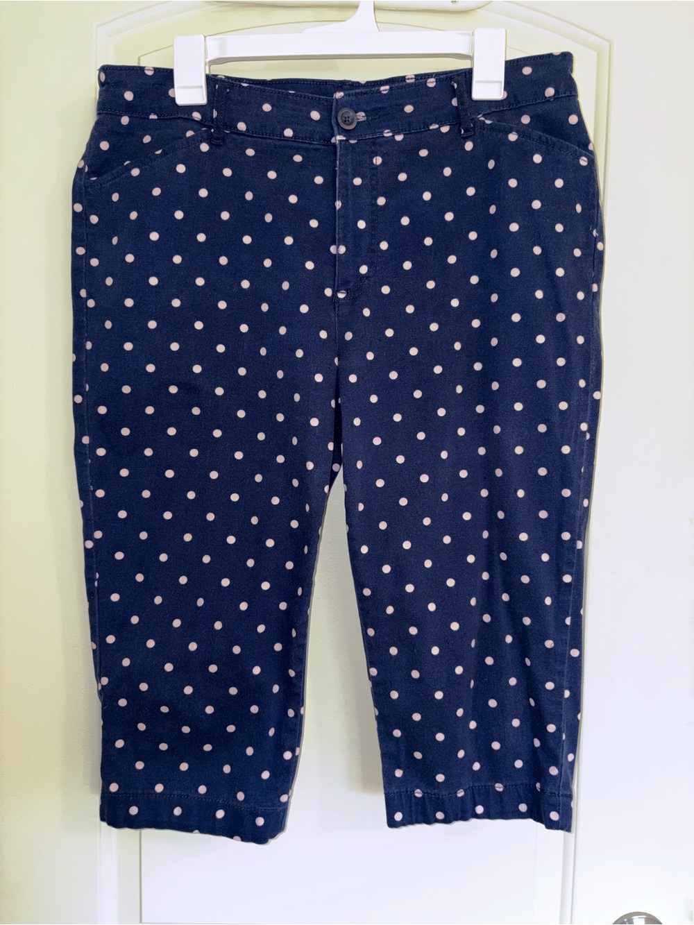 Women’s Navy Polka Dot Capri Pants